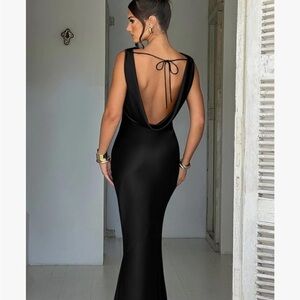 TikTok Memoriesa high neck satin cocktail maxi dress